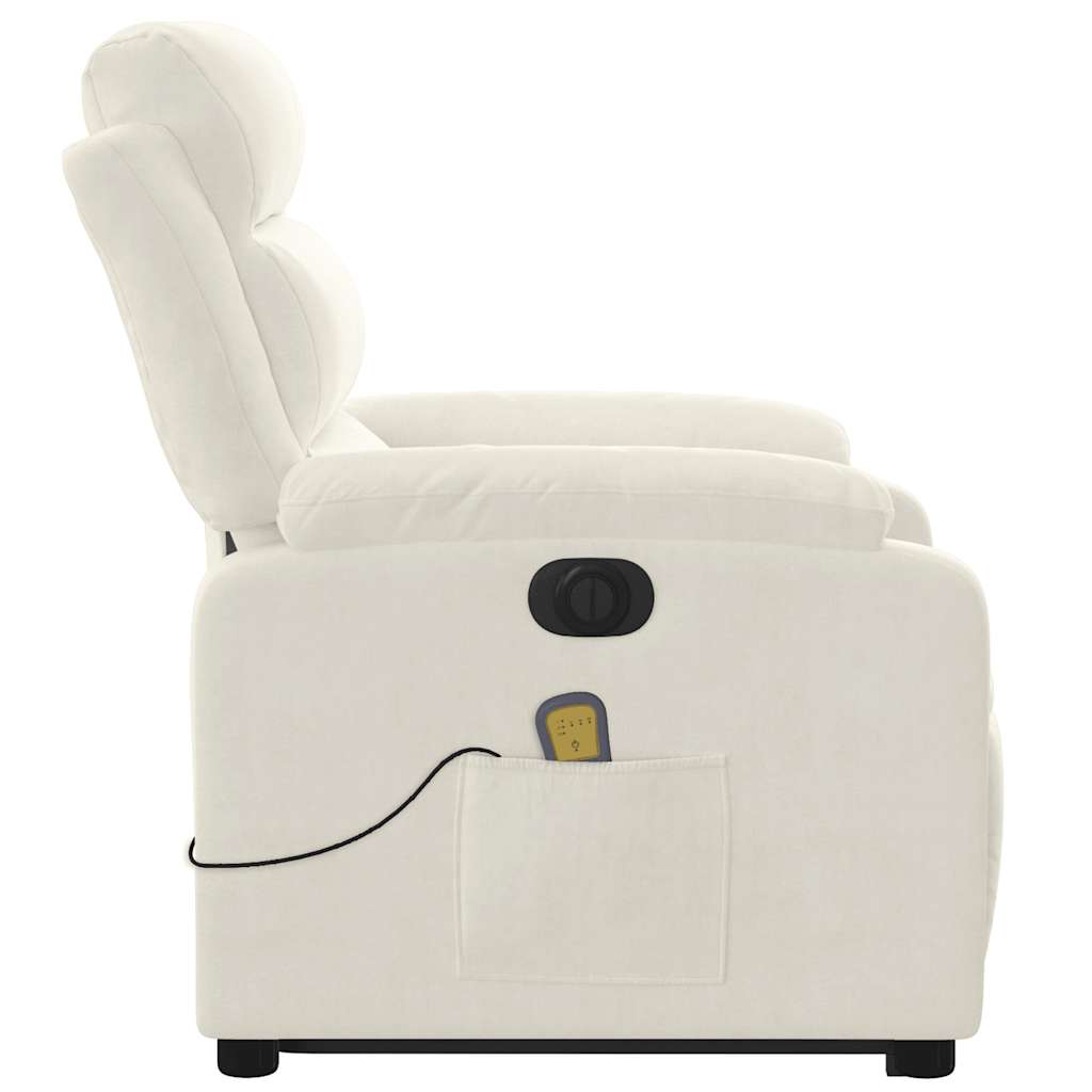 Fauteuil inclinable de massage électrique crème velours - XIOS