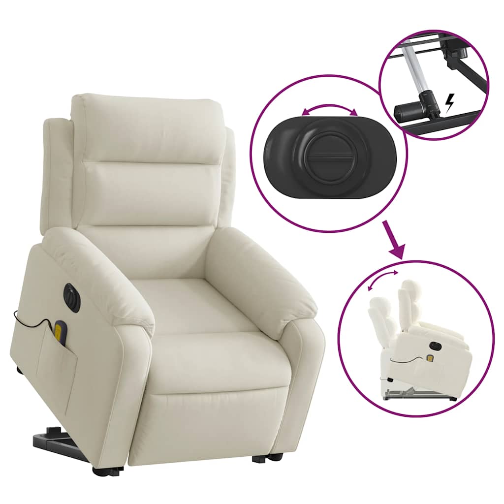 Fauteuil inclinable de massage électrique crème velours - XIOS