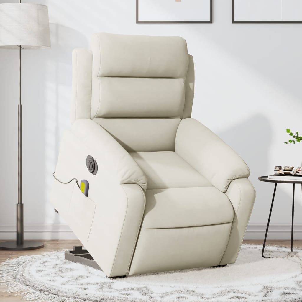 Fauteuil inclinable de massage électrique crème velours - XIOS