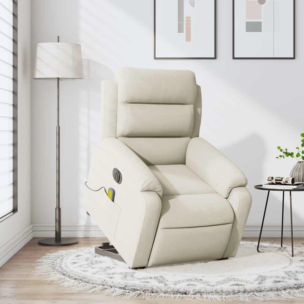 Fauteuil inclinable de massage électrique crème velours - XIOS