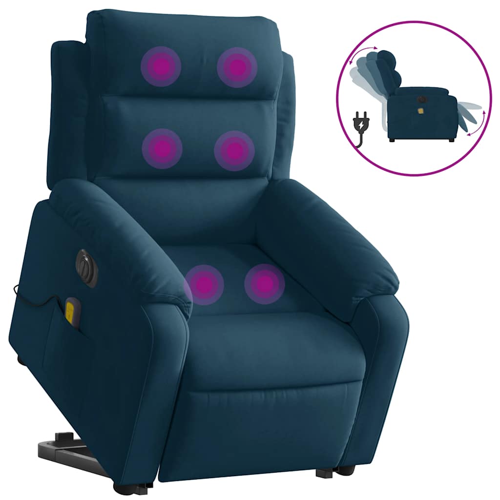 Fauteuil inclinable de massage électrique bleu velours - XIOS