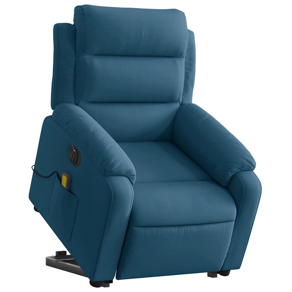 Fauteuil inclinable de massage électrique bleu velours - XIOS