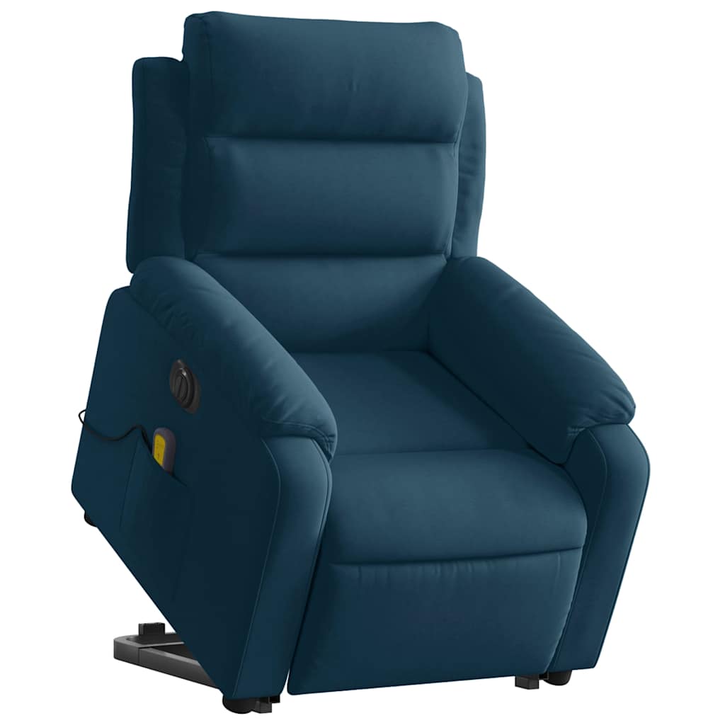 Fauteuil inclinable de massage électrique bleu velours - XIOS