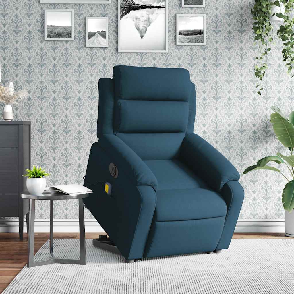 Fauteuil inclinable de massage électrique bleu velours - XIOS