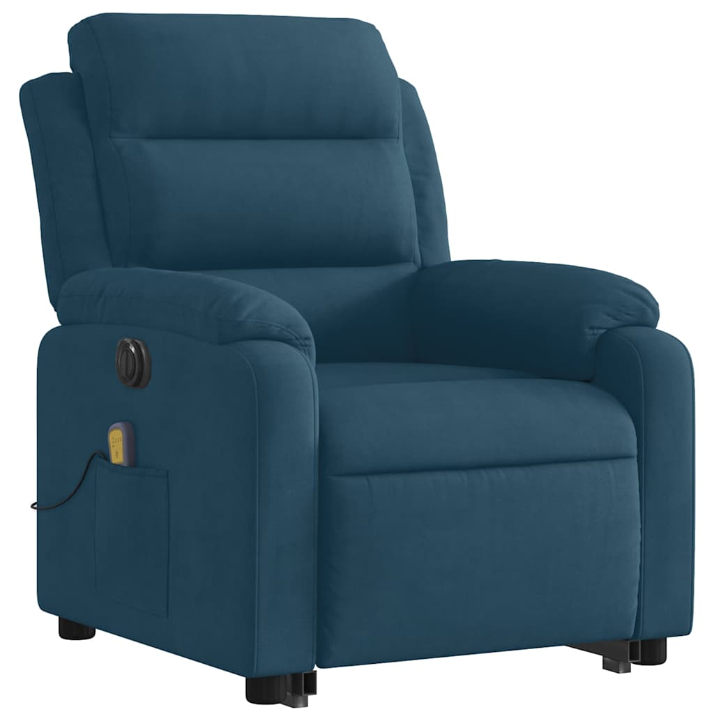Fauteuil inclinable de massage électrique bleu velours - XIOS