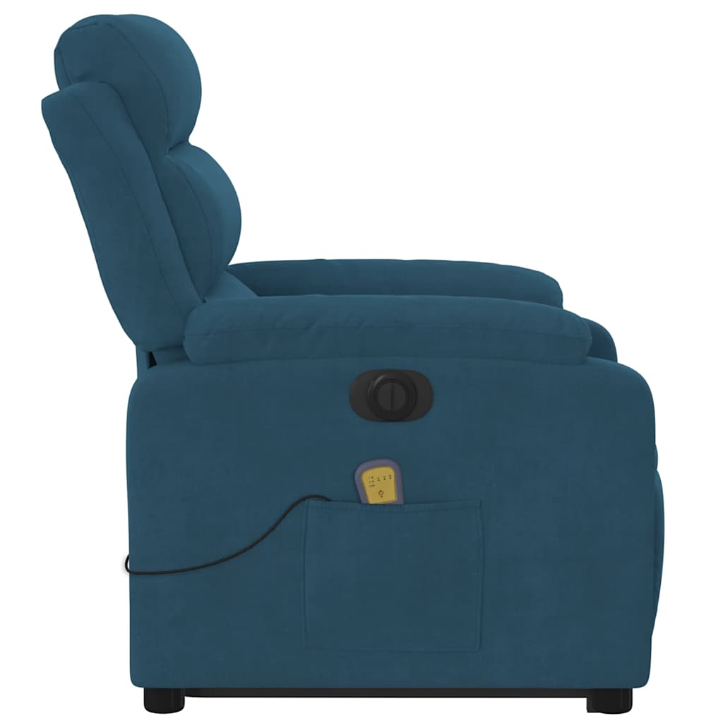 Fauteuil inclinable de massage électrique bleu velours - XIOS