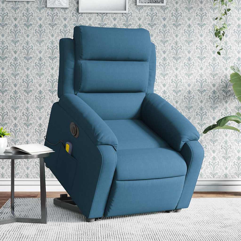 Fauteuil inclinable de massage électrique bleu velours - XIOS