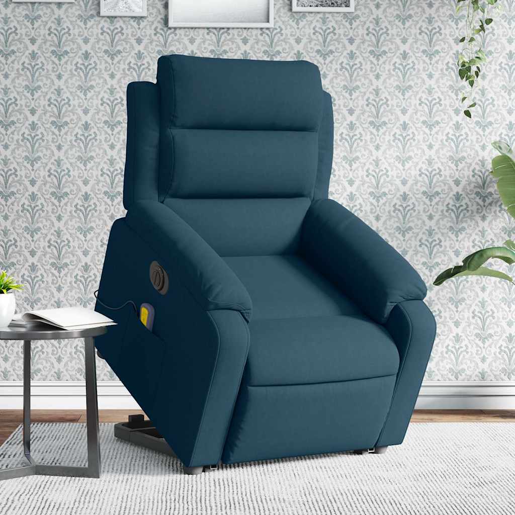 Fauteuil inclinable de massage électrique bleu velours - XIOS