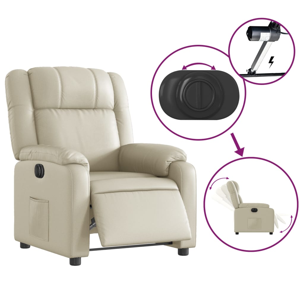 Fauteuil inclinable électrique Crème Similicuir - XIOS