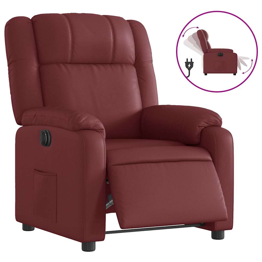 Fauteuil inclinable électrique Rouge bordeaux Similicuir - XIOS
