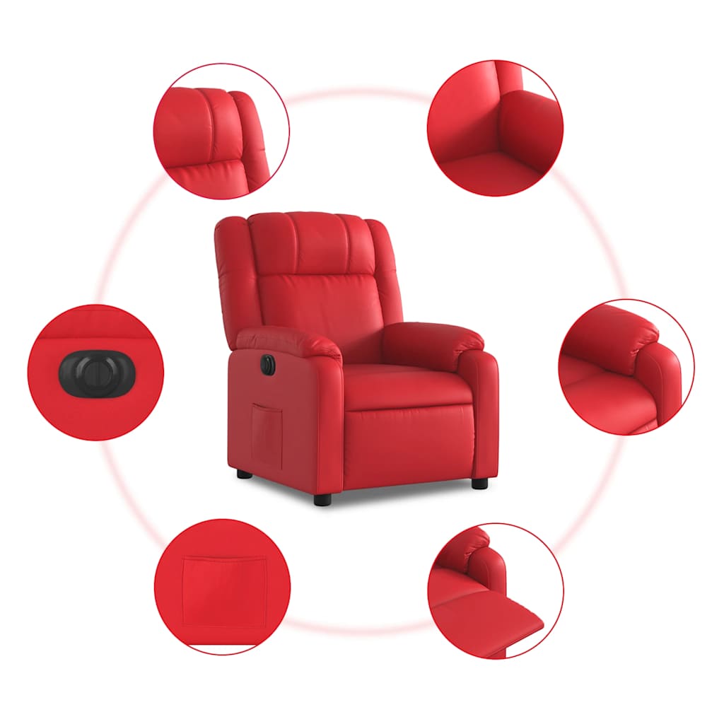Fauteuil inclinable électrique Rouge Similicuir