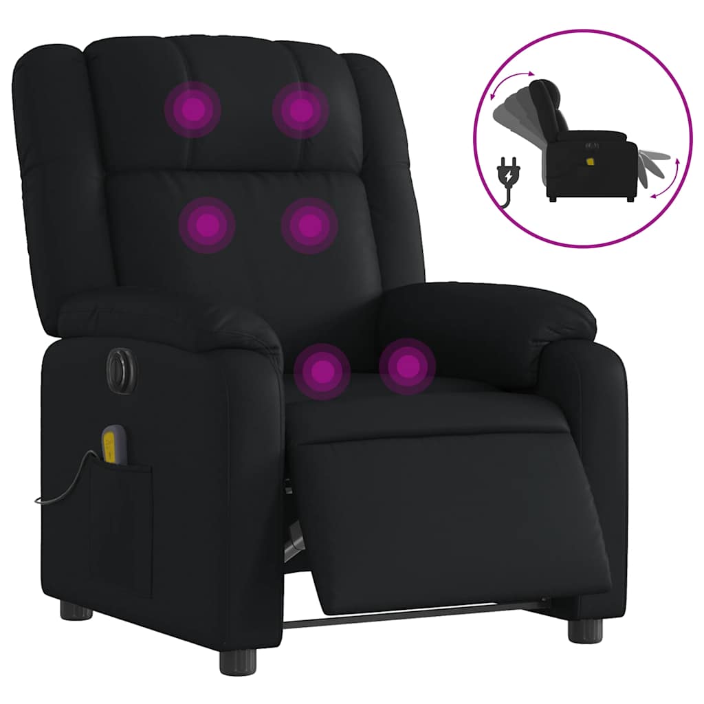 Fauteuil de massage inclinable électrique noir similicuir - XIOS