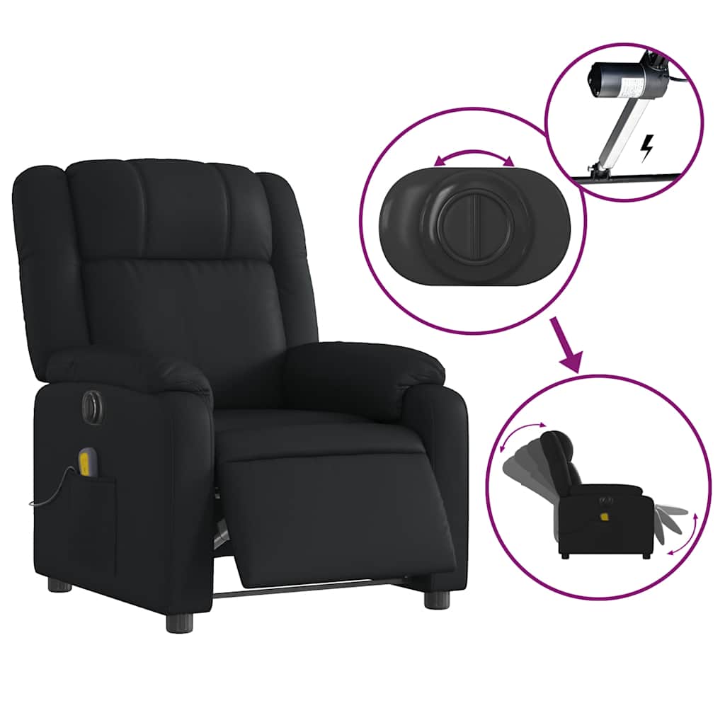 Fauteuil de massage inclinable électrique noir similicuir - XIOS
