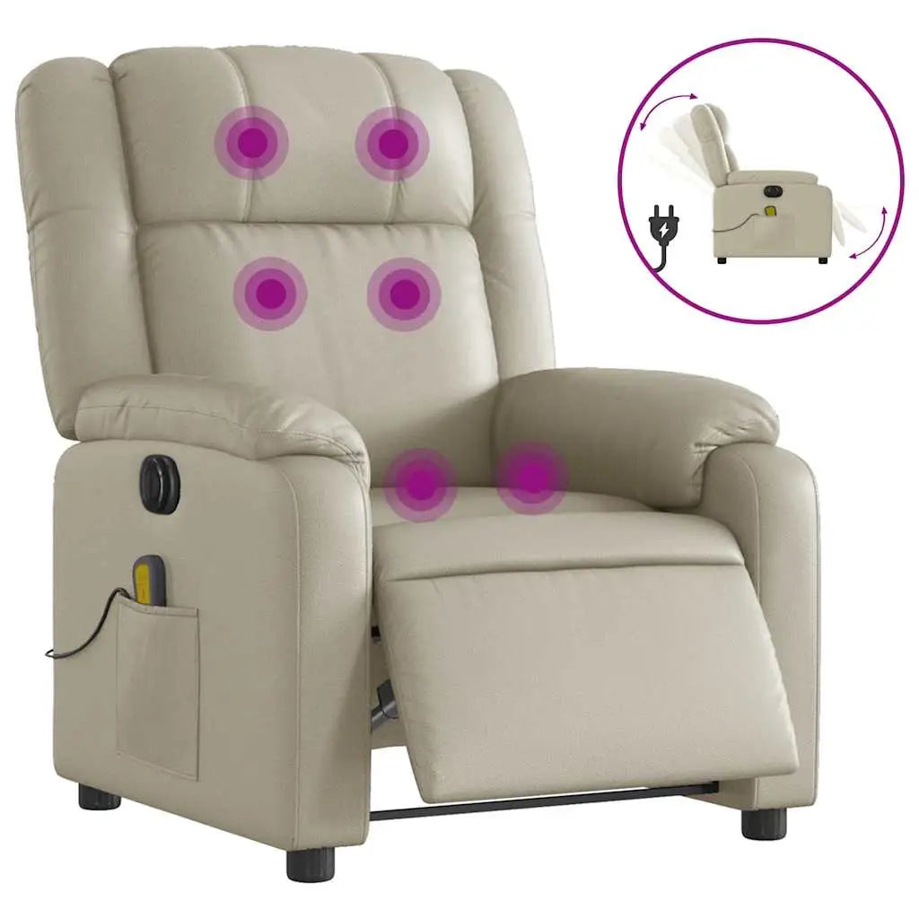 Fauteuil de massage inclinable électrique crème similicuir - XIOS