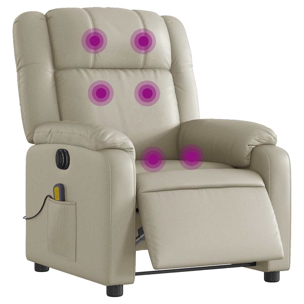 Fauteuil de massage inclinable électrique crème similicuir - XIOS