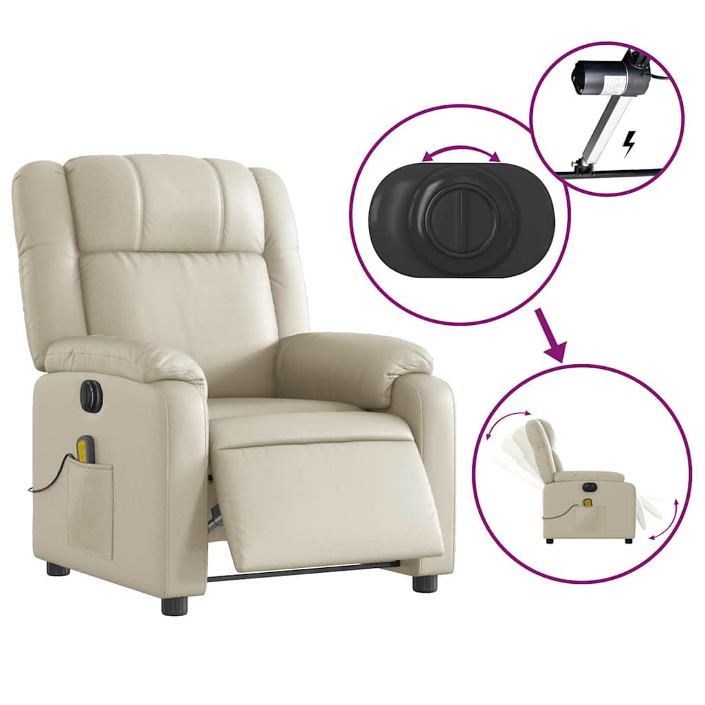 Fauteuil de massage inclinable électrique crème similicuir - XIOS