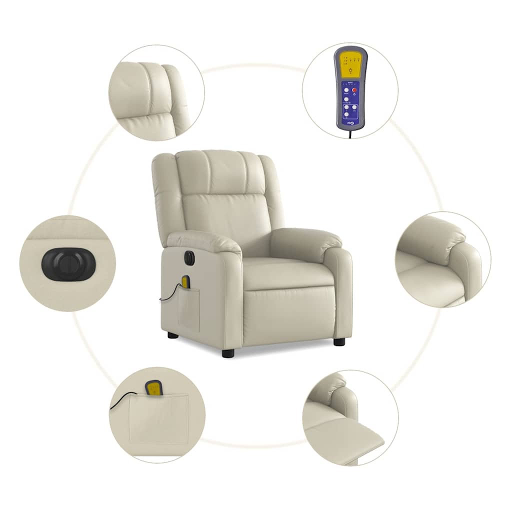 Fauteuil de massage inclinable électrique crème similicuir - XIOS