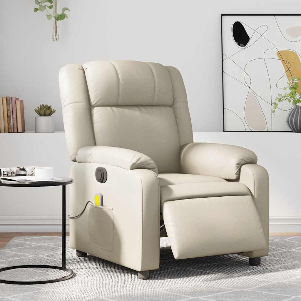 Fauteuil de massage inclinable électrique crème similicuir - XIOS