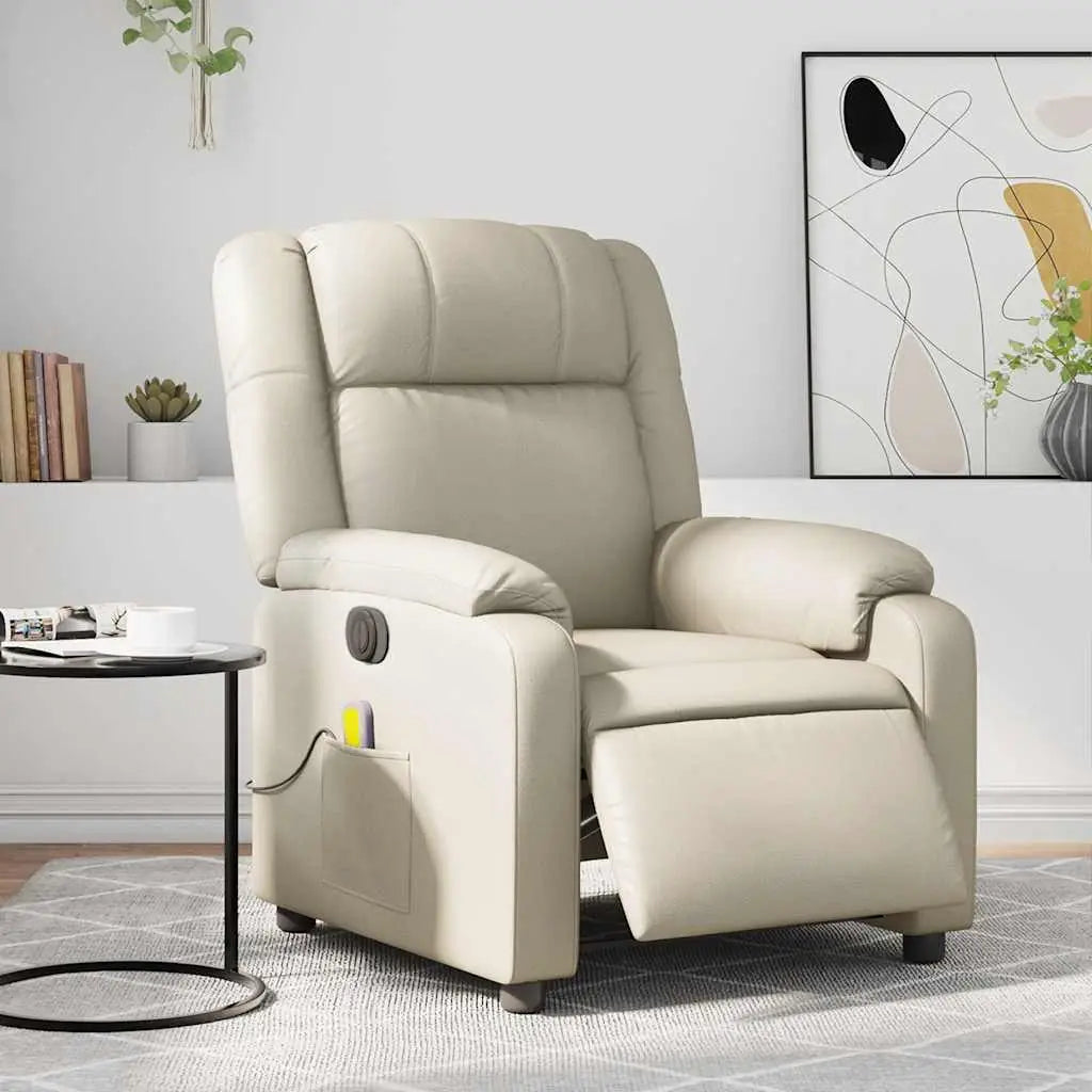 Fauteuil de massage inclinable électrique crème similicuir - XIOS
