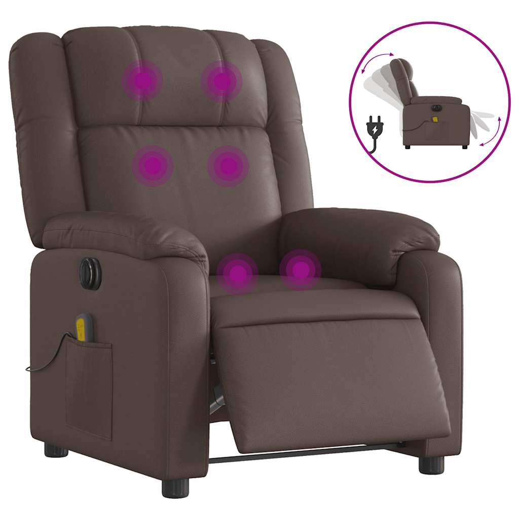 Fauteuil de massage inclinable électrique marron similicuir - XIOS