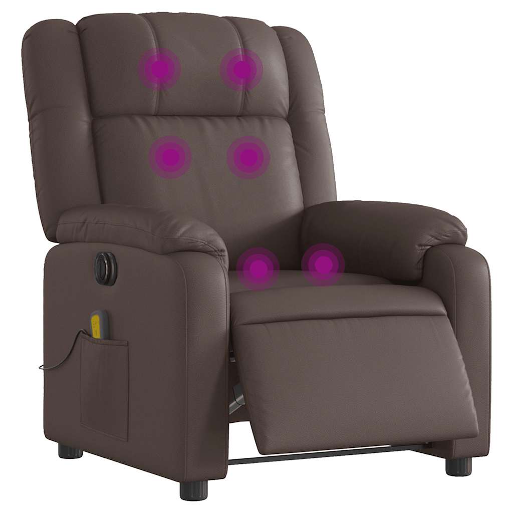 Fauteuil de massage inclinable électrique marron similicuir - XIOS