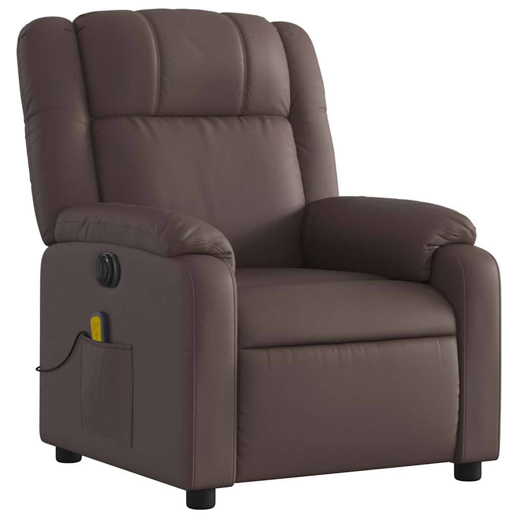 Fauteuil de massage inclinable électrique marron similicuir - XIOS