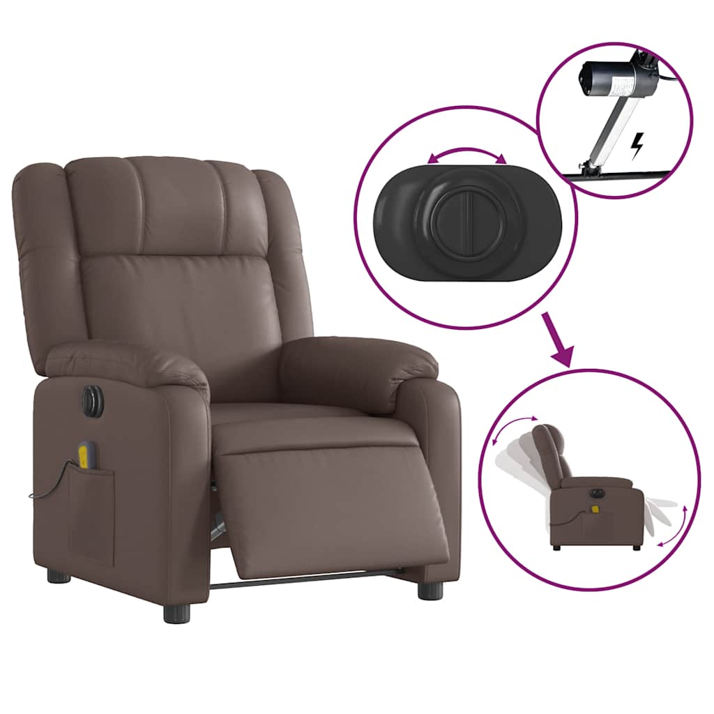 Fauteuil de massage inclinable électrique marron similicuir - XIOS