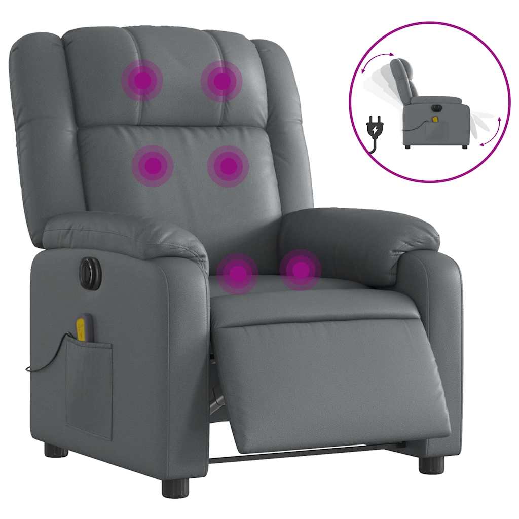 Fauteuil de massage inclinable électrique gris similicuir - XIOS