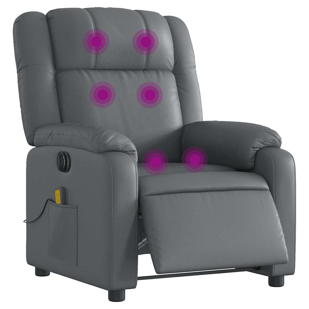 Fauteuil de massage inclinable électrique gris similicuir - XIOS
