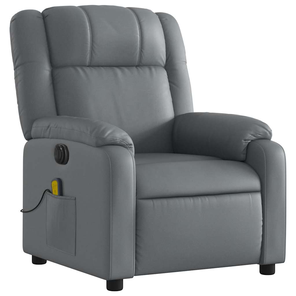 Fauteuil de massage inclinable électrique gris similicuir - XIOS