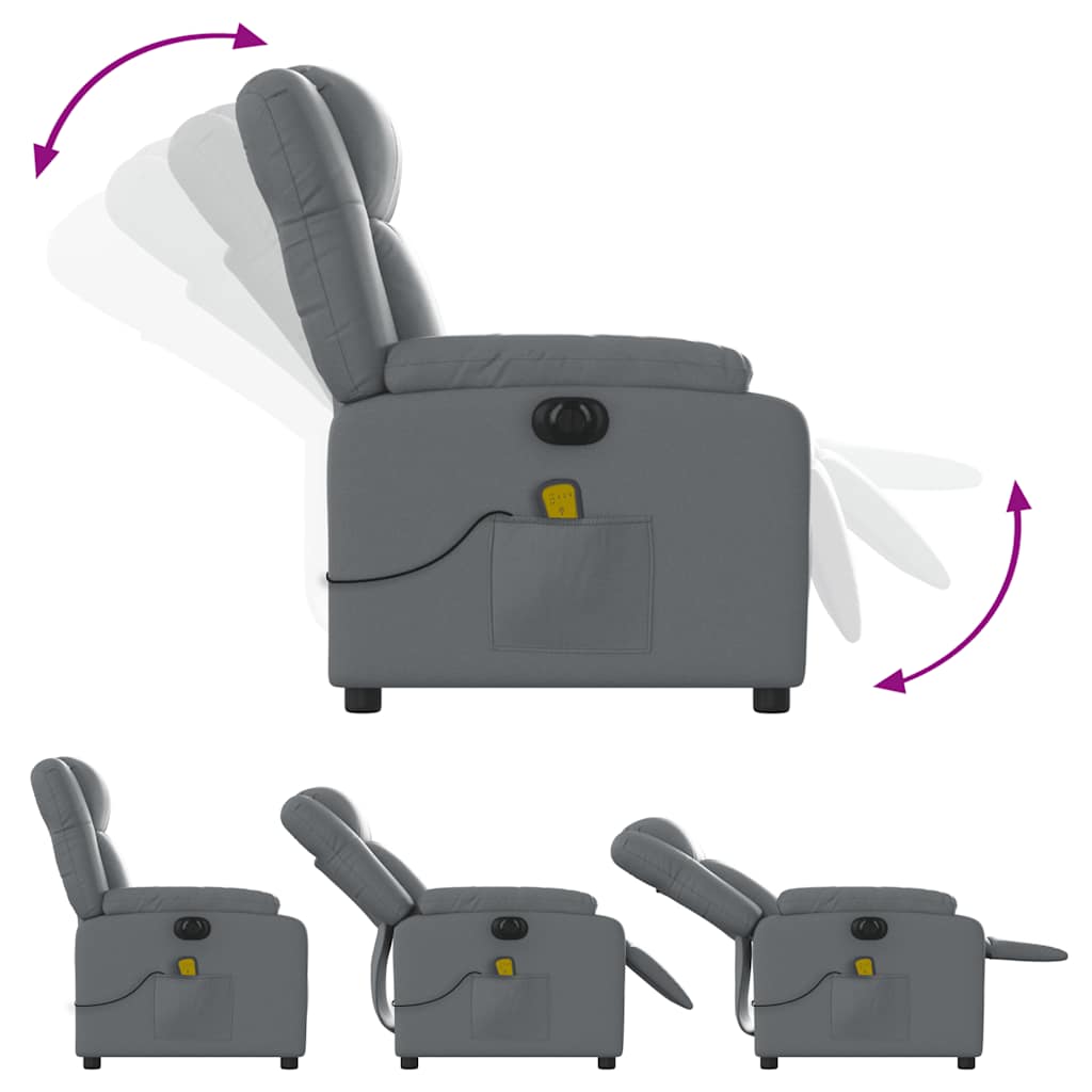Fauteuil de massage inclinable électrique gris similicuir