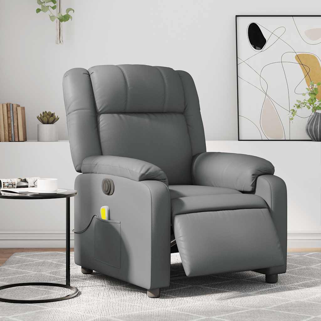 Fauteuil de massage inclinable électrique gris similicuir - XIOS