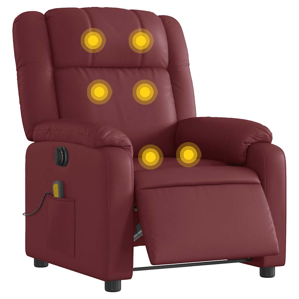 Fauteuil de massage inclinable électrique rouge bordeaux - XIOS