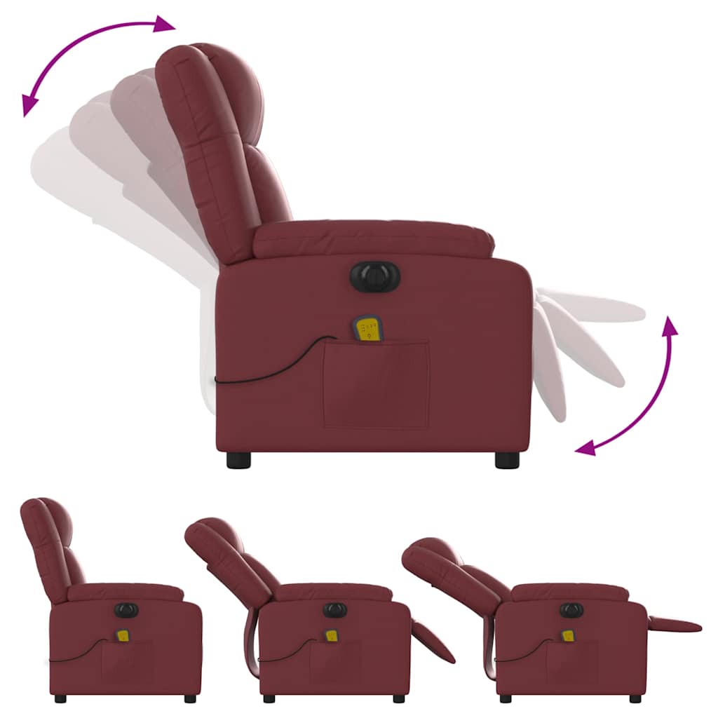 Fauteuil de massage inclinable électrique rouge bordeaux