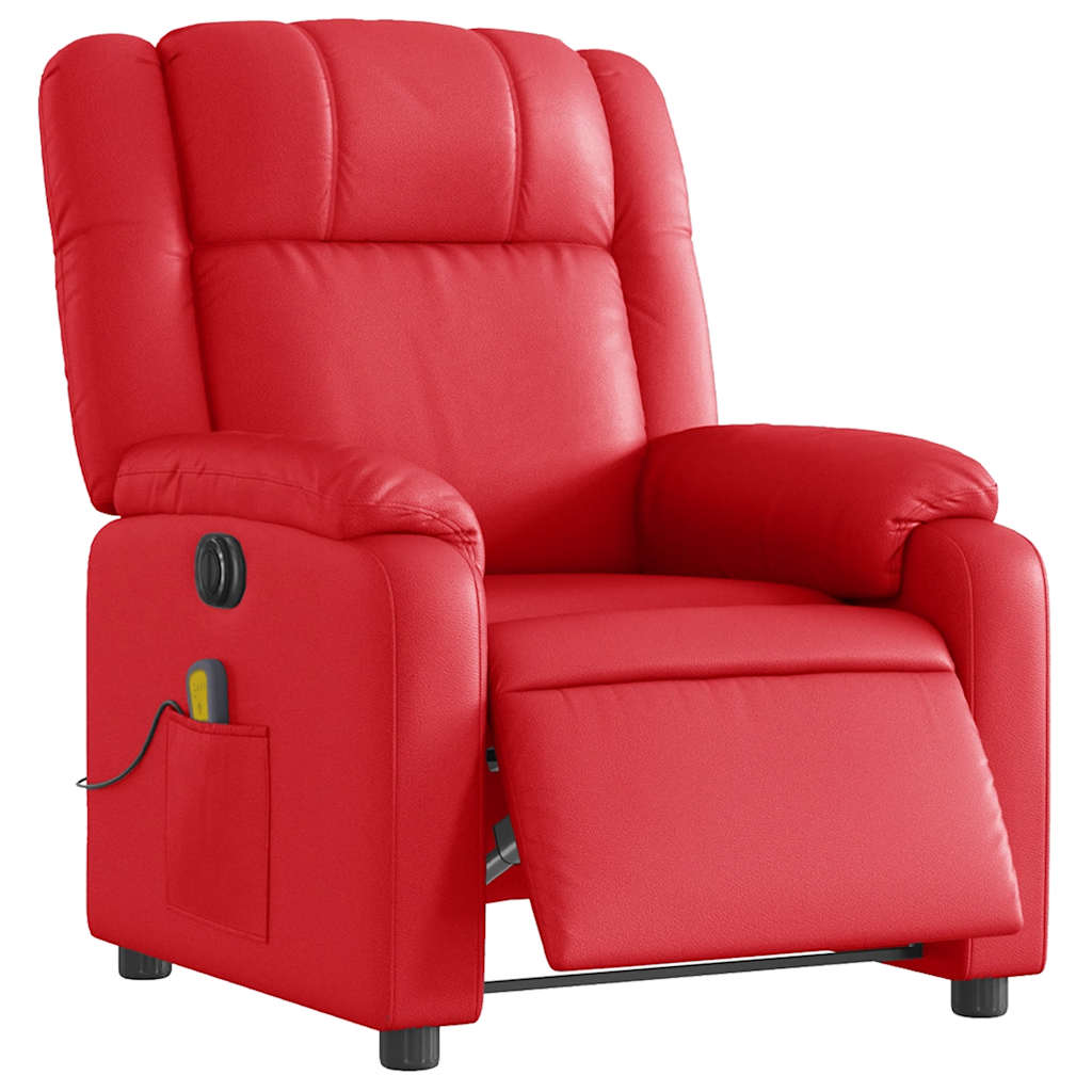 Fauteuil de massage inclinable électrique rouge similicuir