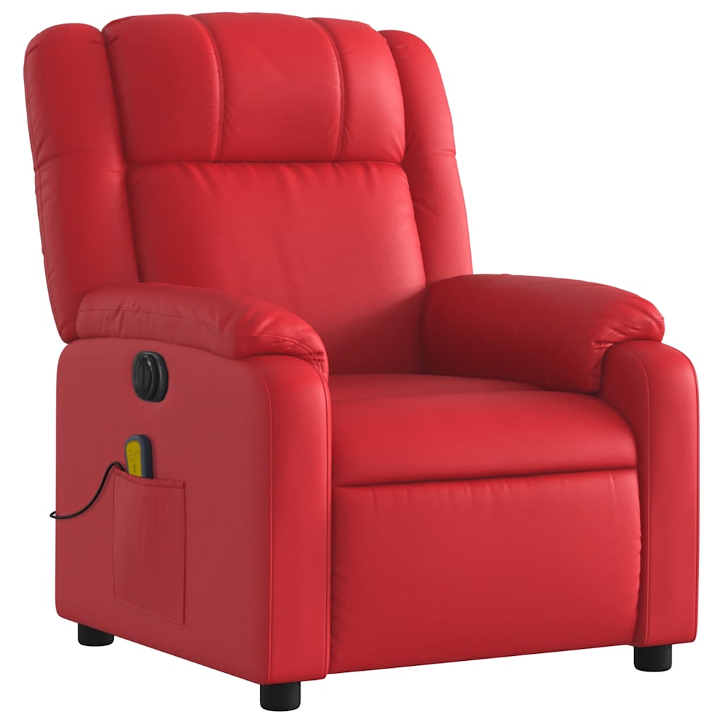 Fauteuil de massage inclinable électrique rouge similicuir