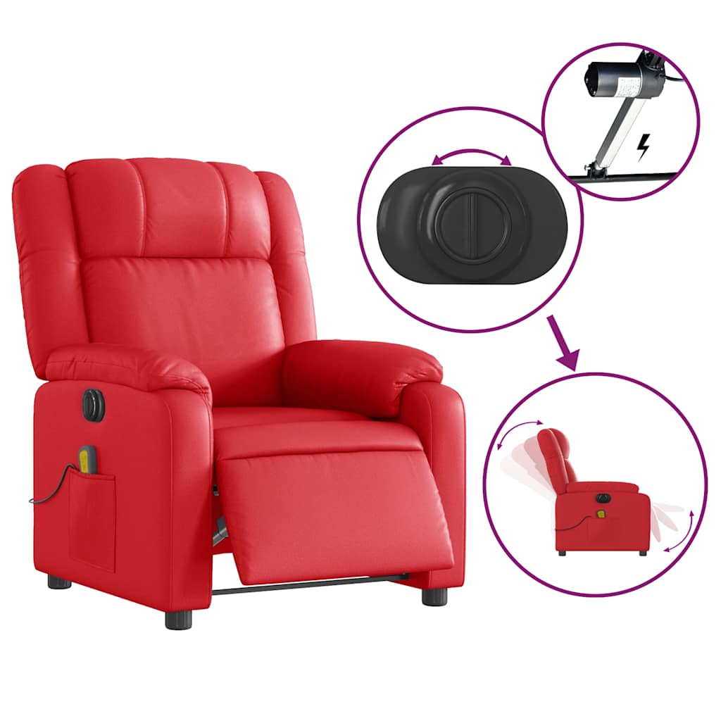 Fauteuil de massage inclinable électrique rouge similicuir - XIOS