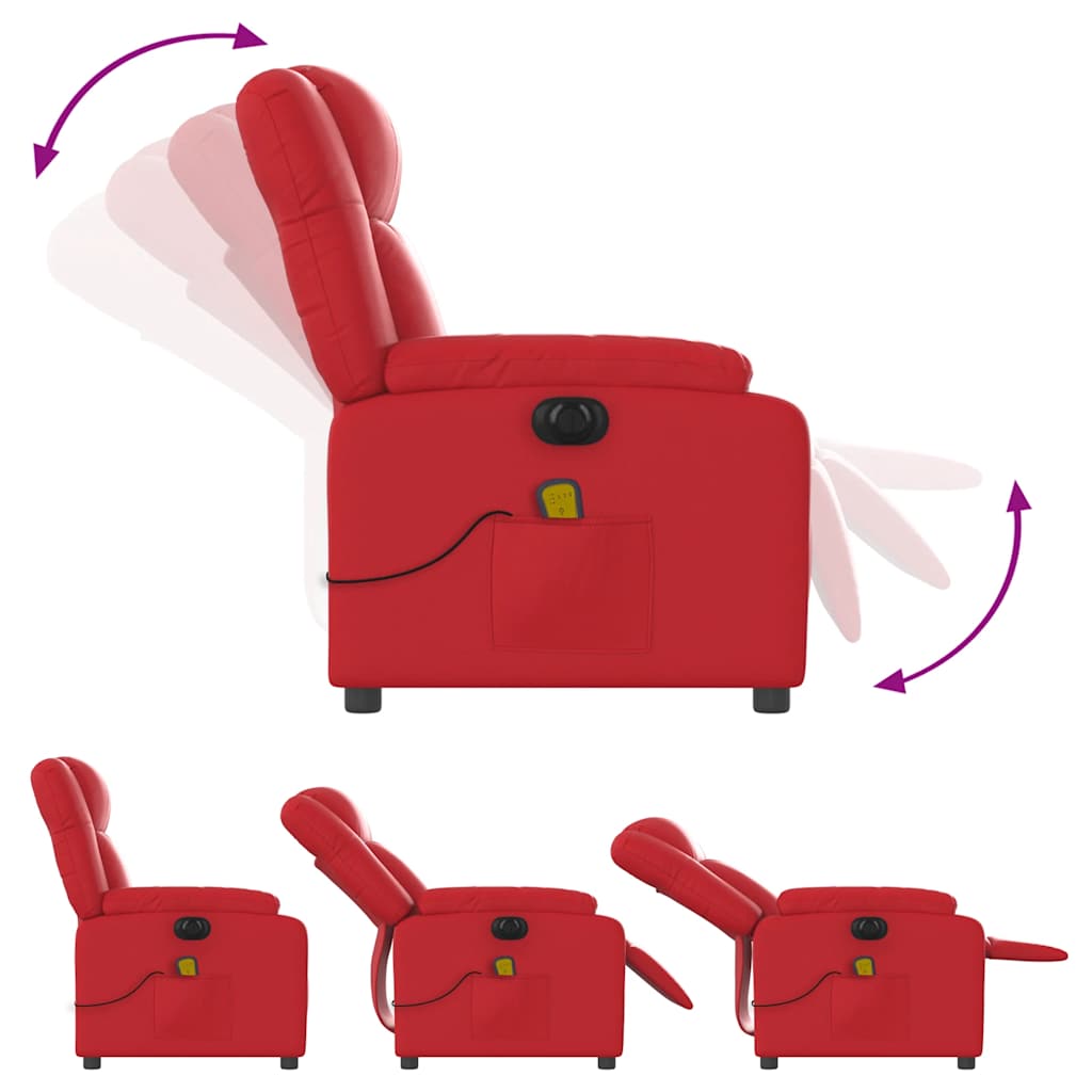 Fauteuil de massage inclinable électrique rouge similicuir - XIOS