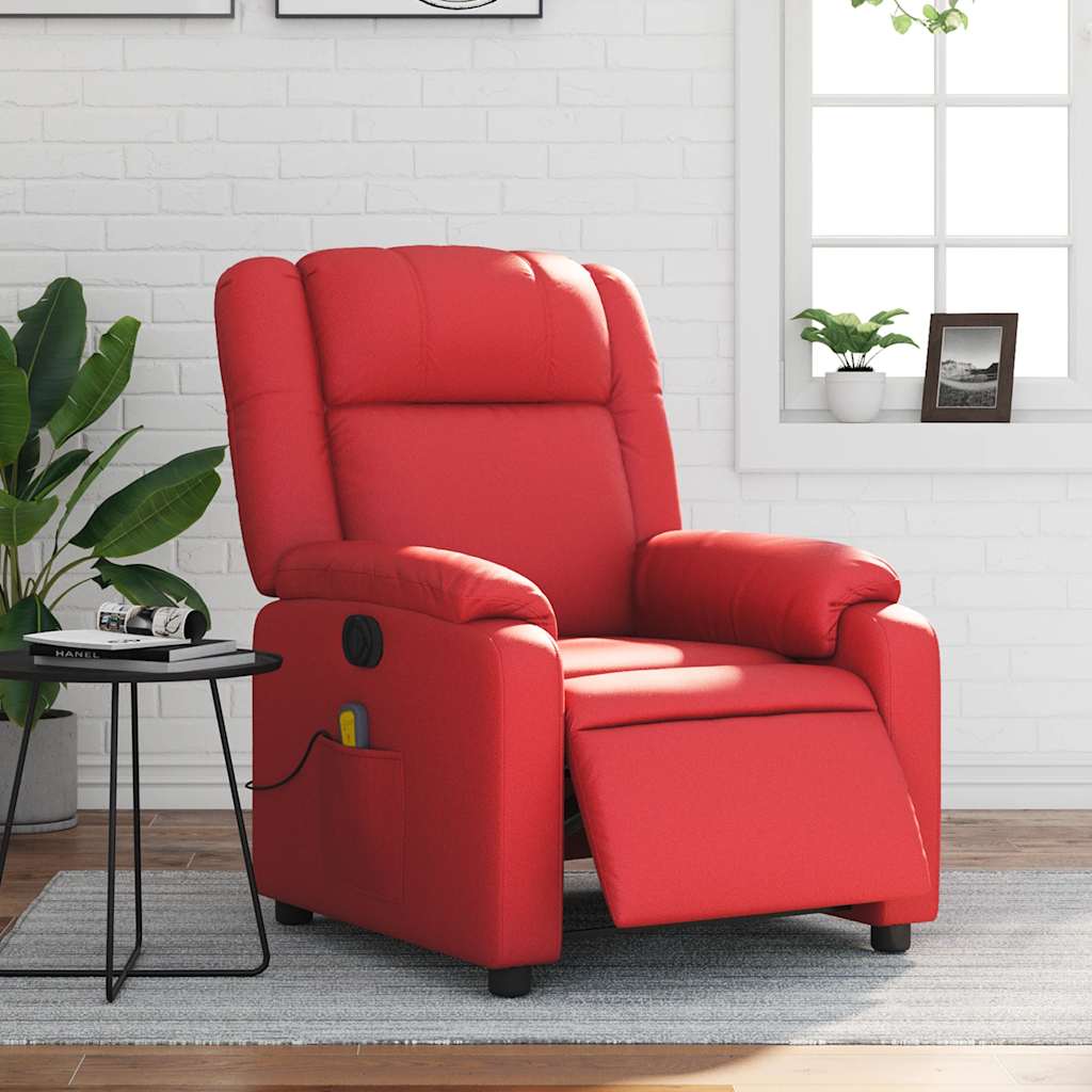 Fauteuil de massage inclinable électrique rouge similicuir - XIOS