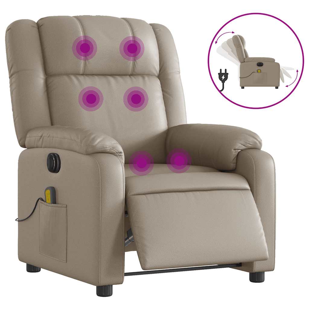 Fauteuil de massage inclinable électrique cappuccino similicuir - XIOS
