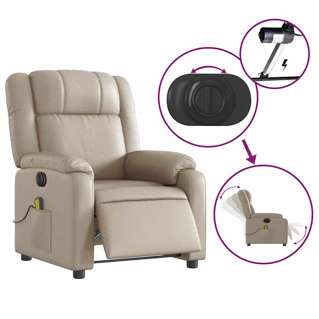 Fauteuil de massage inclinable électrique cappuccino similicuir - XIOS