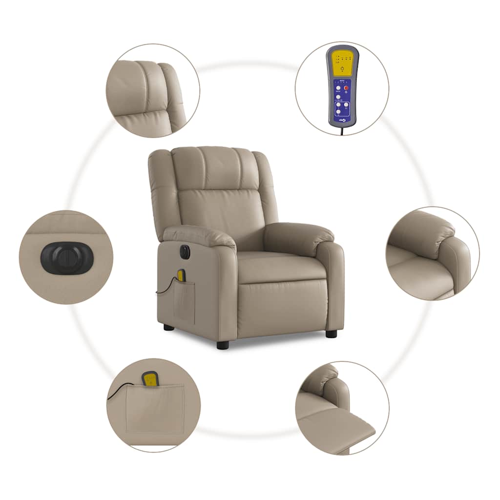 Fauteuil de massage inclinable électrique cappuccino similicuir - XIOS
