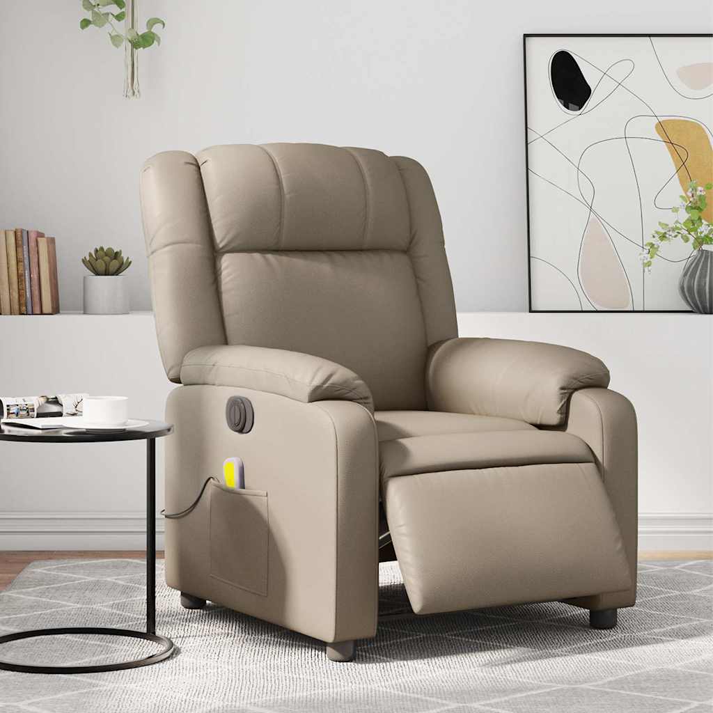 Fauteuil de massage inclinable électrique cappuccino similicuir - XIOS