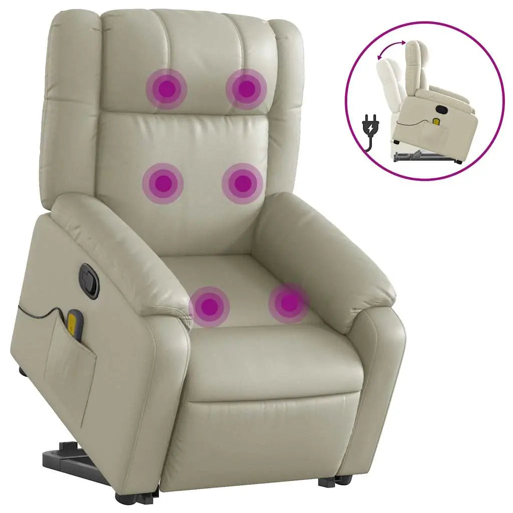 Fauteuil inclinable de massage Crème Similicuir - XIOS