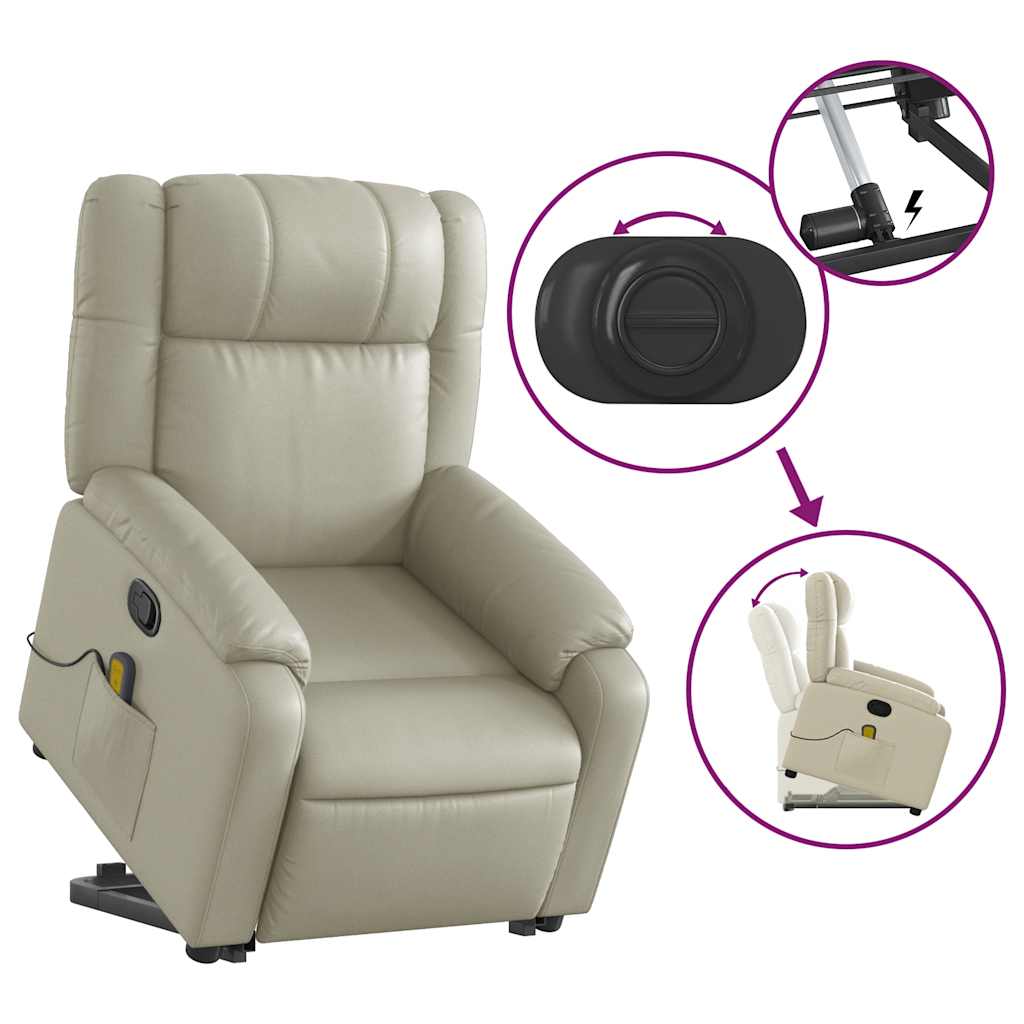 Fauteuil inclinable de massage Crème Similicuir - XIOS