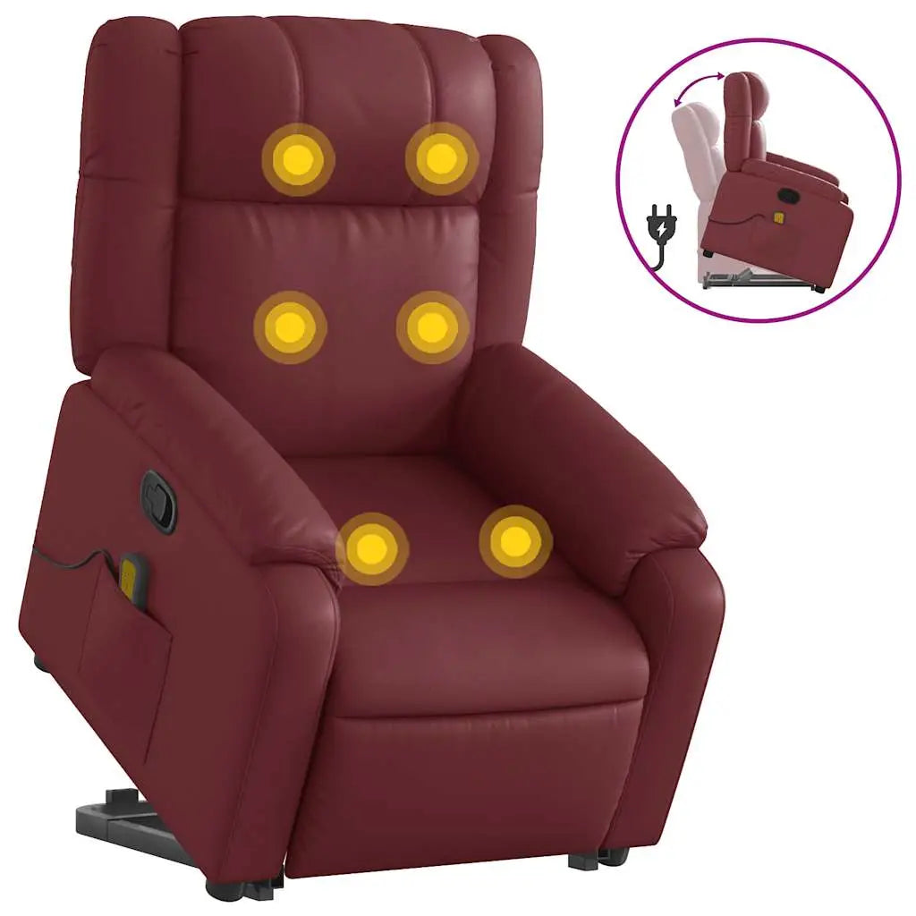 Fauteuil inclinable de massage Rouge bordeaux Similicuir - XIOS