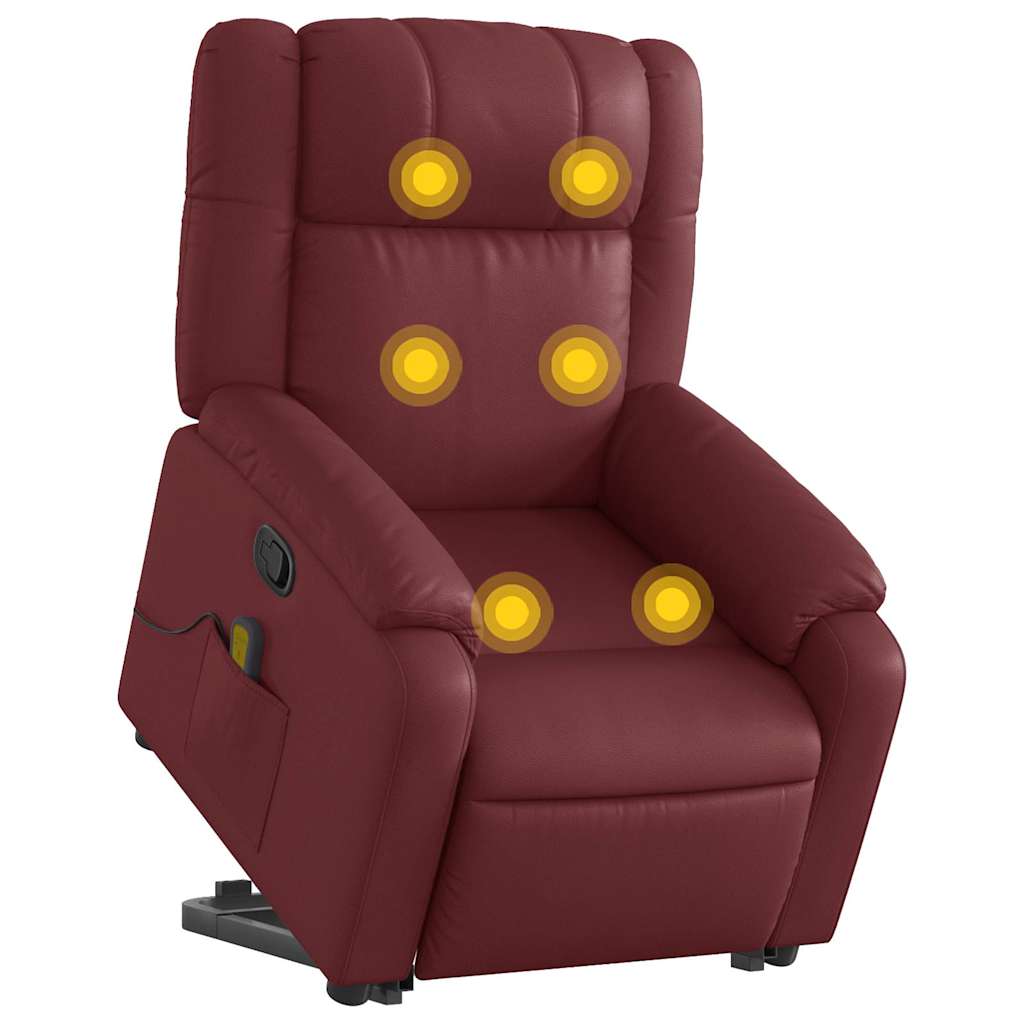 Fauteuil inclinable de massage Rouge bordeaux Similicuir - XIOS