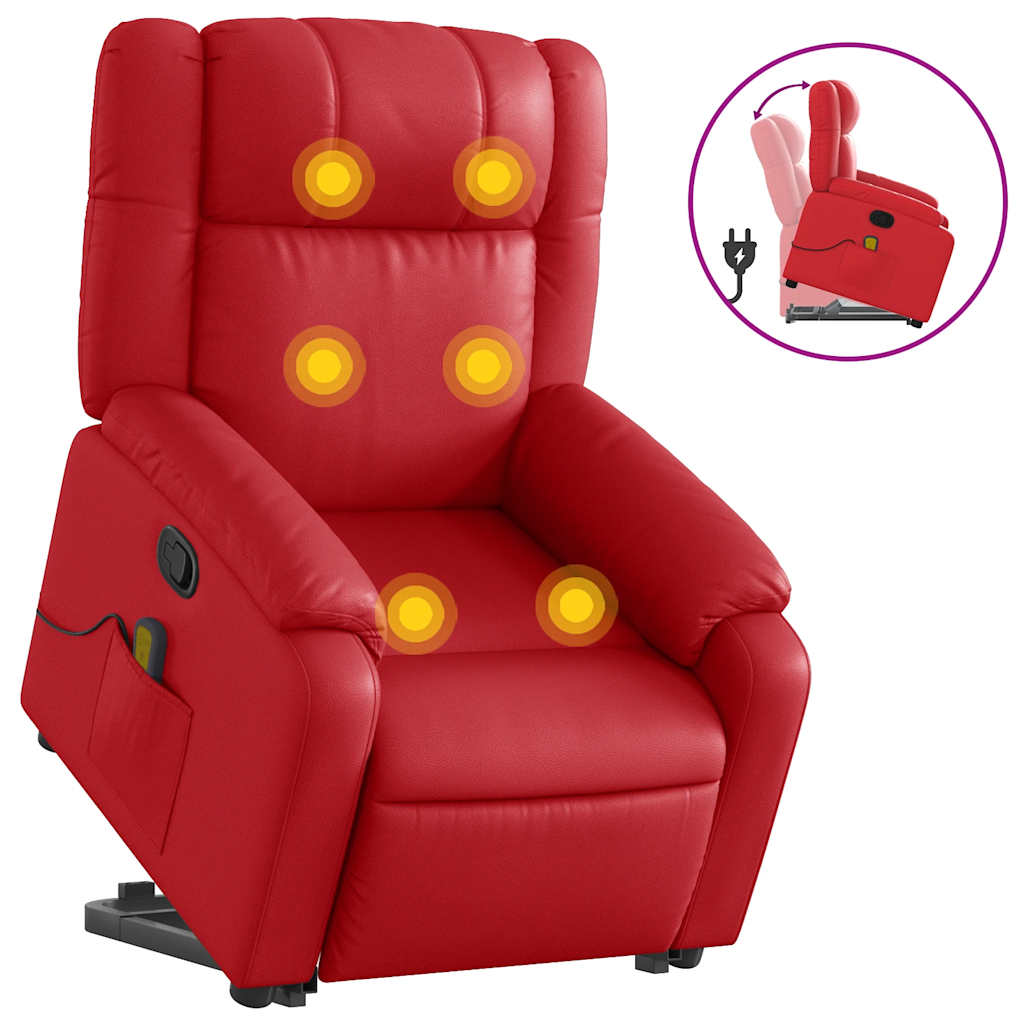 Fauteuil inclinable de massage Rouge Similicuir