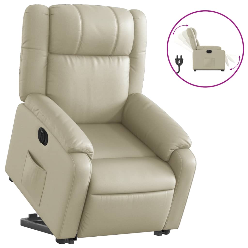 Fauteuil inclinable électrique crème similicuir - XIOS
