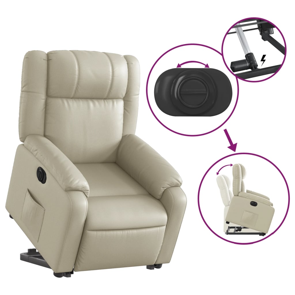 Fauteuil inclinable électrique crème similicuir - XIOS